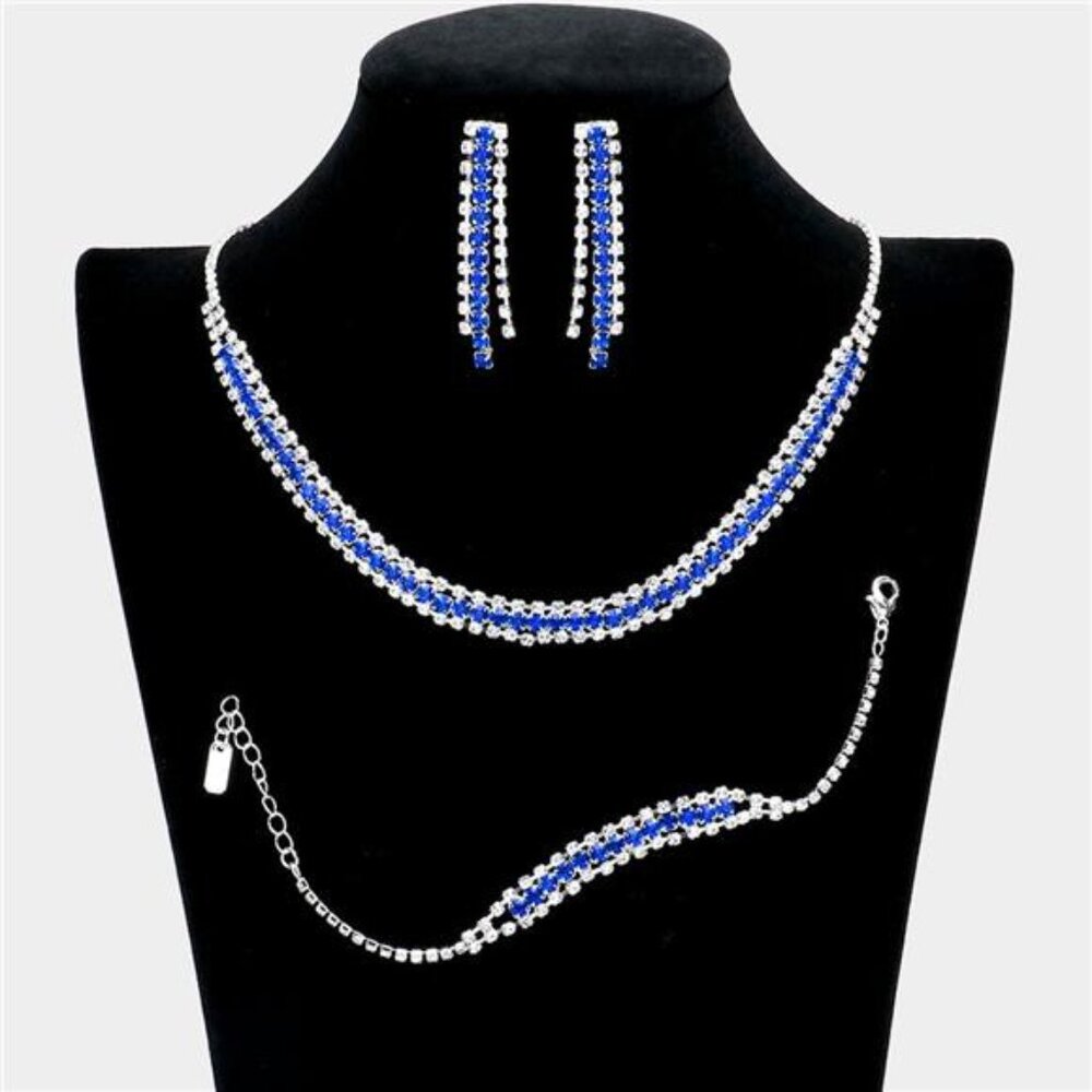 3 Piece Rhinestone Necklace Jewelry Set